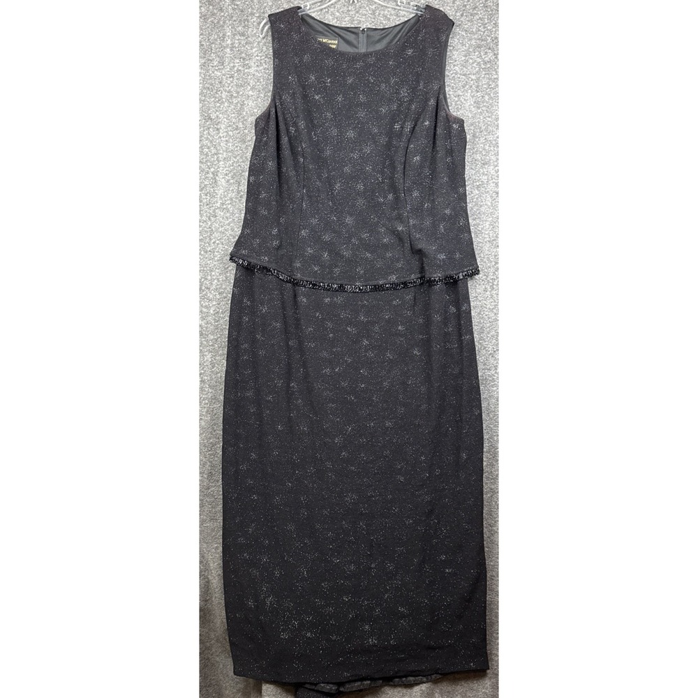 Scott McClintock Millennium 2000 Black Glitter Evening Dress Sleeveless 24W USA